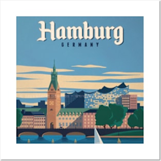 HAMBURG GERMANY TRAVEL VINTAGE Posters and Art